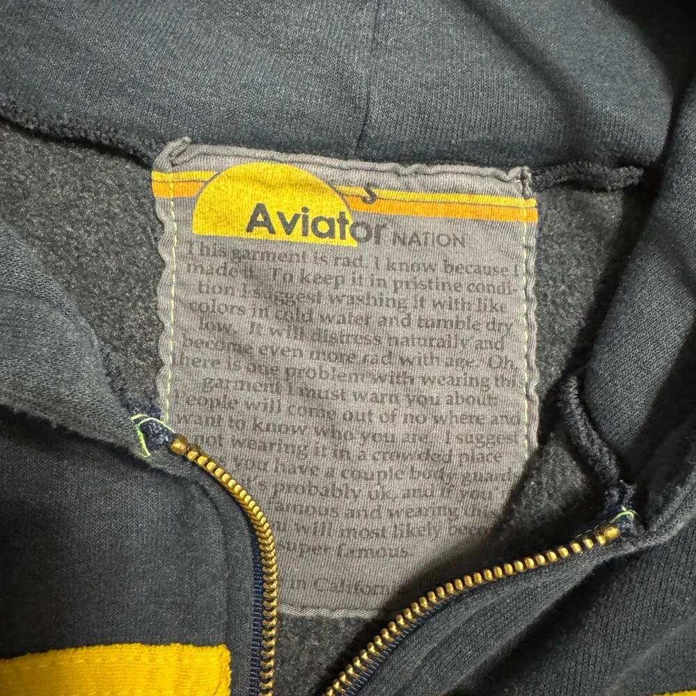 Aviator Nation Navy Hoodie with Multicolor Stripes - Picture 4 of 7